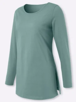 Langarmshirt mit hohen Seitenschlitzen