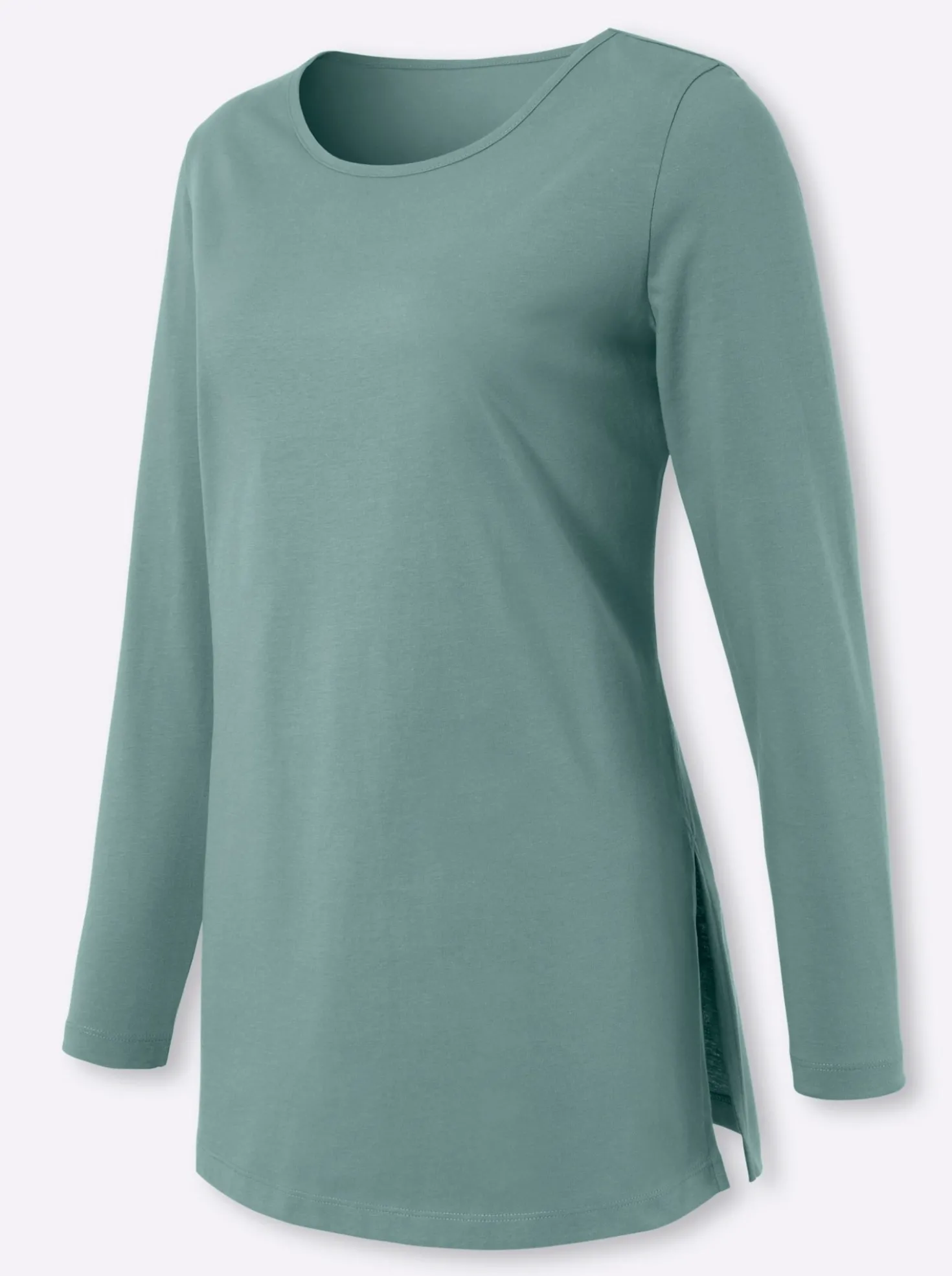 Langarmshirt mit hohen Seitenschlitzen