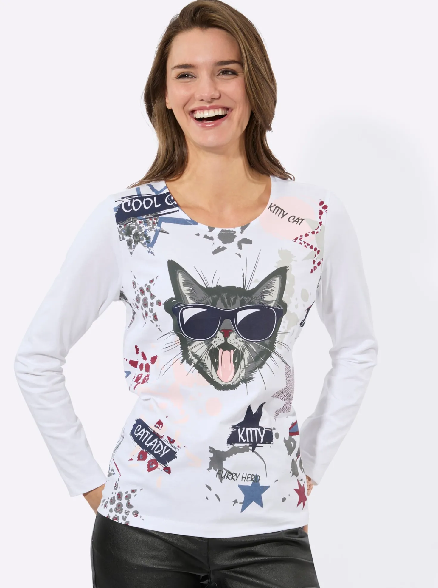 Langarmshirt mit Katzen-Motiv