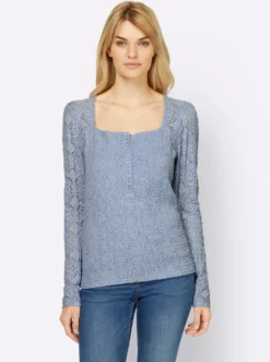 Langarmshirt mit Knopfleiste
