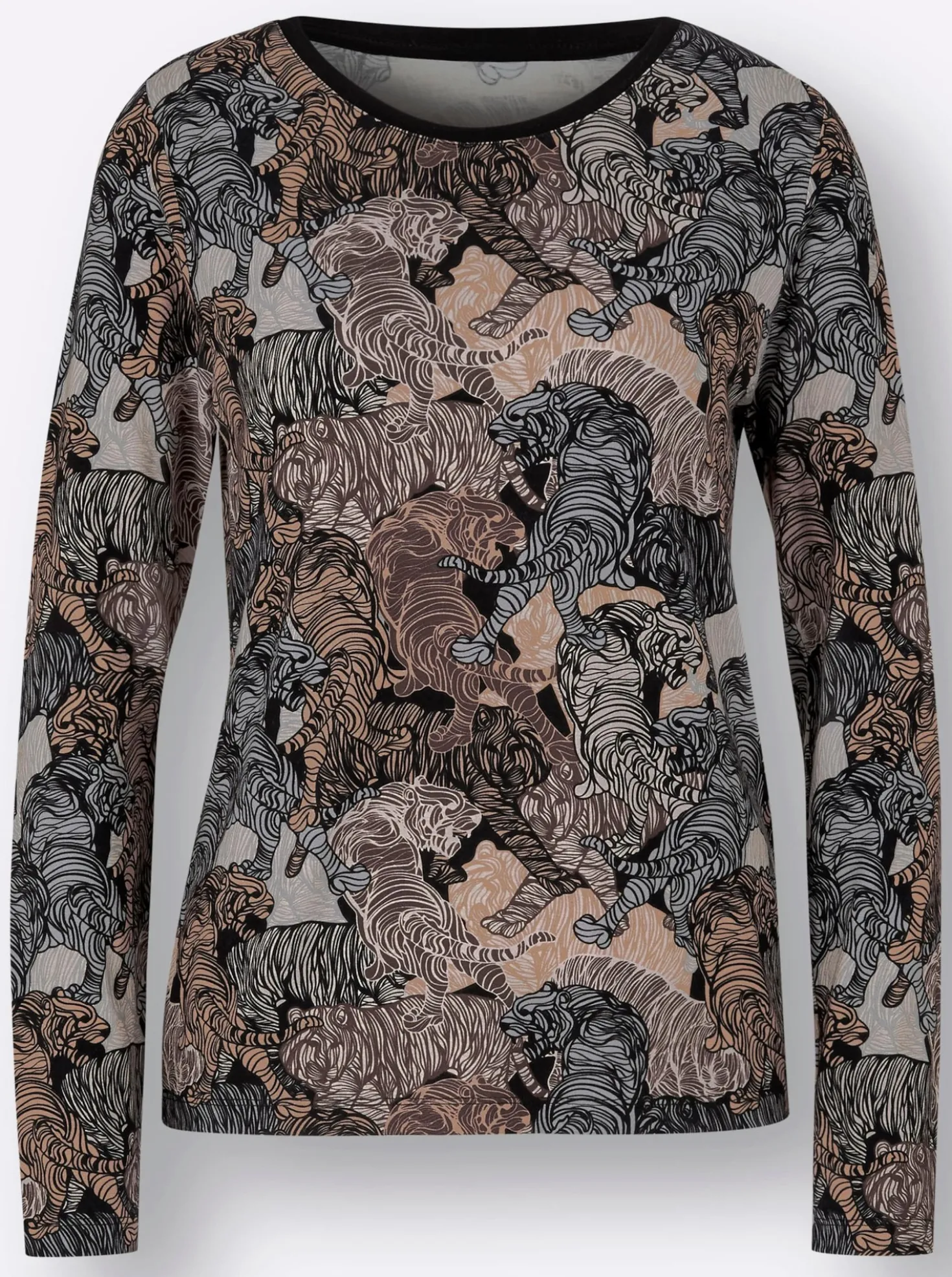 Langarmshirt mit kontrastfarbiger Paspel