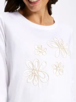 Langarmshirt mit Kordelstickerei und Zierperlen