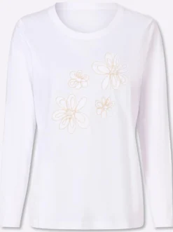 Langarmshirt mit Kordelstickerei und Zierperlen