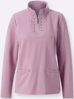 Langarmshirt mit kurzem Reißverschluss