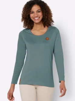 Langarmshirt mit Lederimitat-Emblem