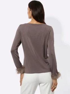 Langarmshirt mit Pailletten und Ziersteinchen