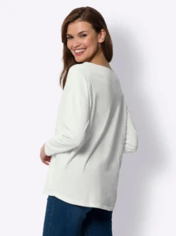 Langarmshirt mit Pailletten und Spitze