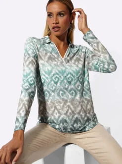 Langarmshirt mit Polokragen