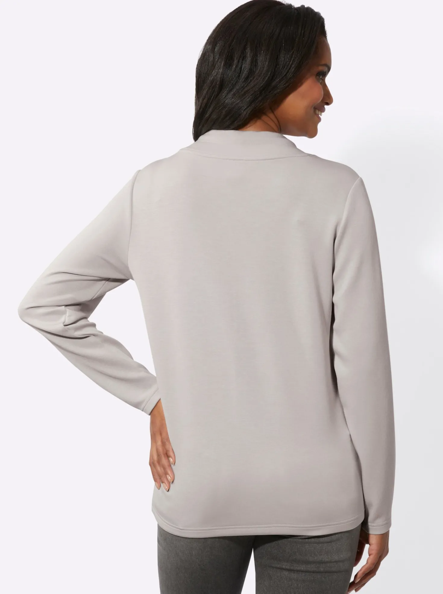 Langarmshirt mit silberfarbigem Print