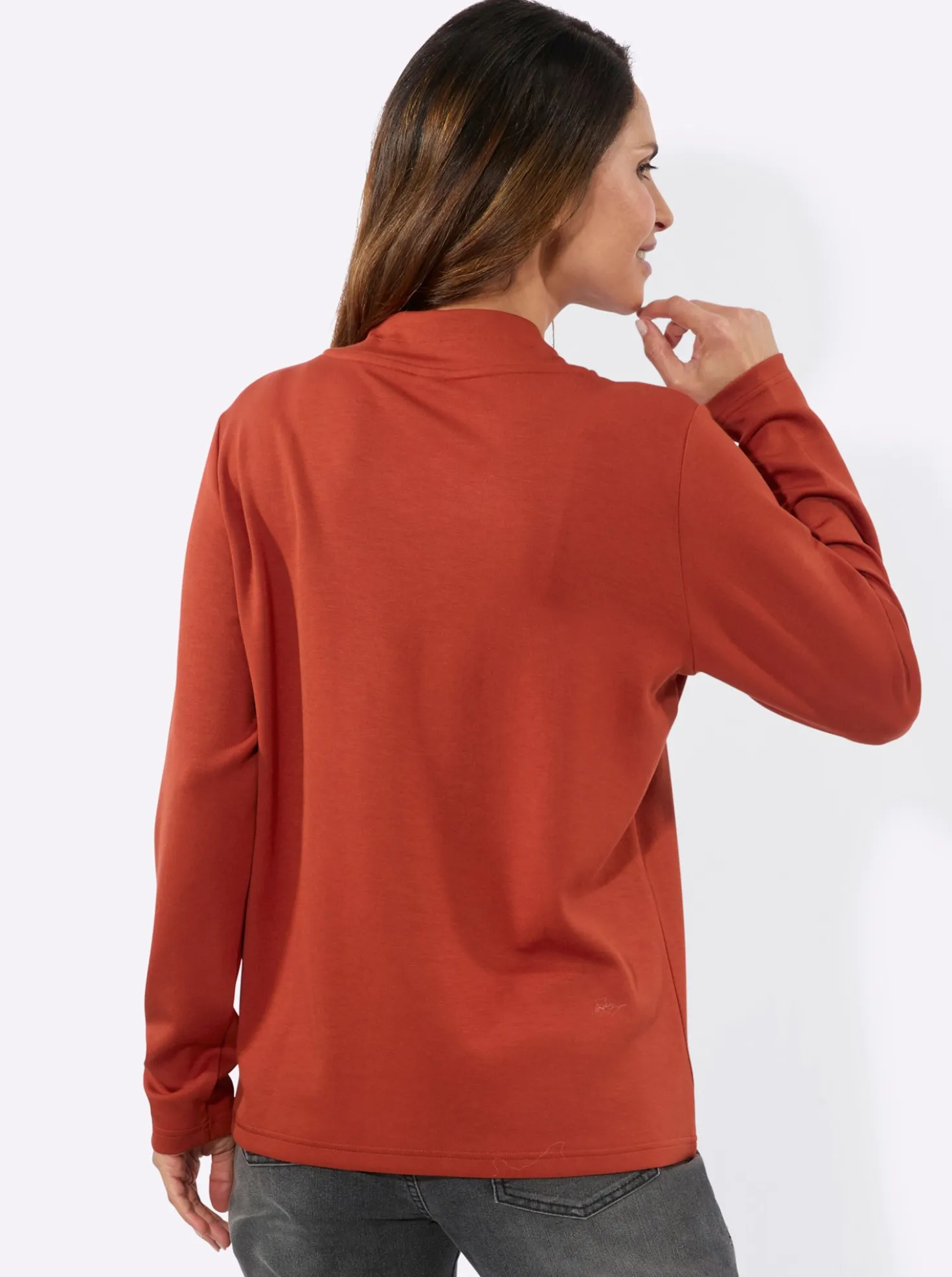 Langarmshirt mit silberfarbigem Print