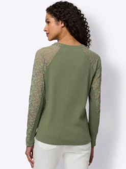 Langarmshirt mit Spitzenärmeln