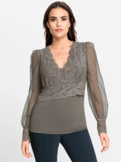 Langarmshirt mit transparenten Ärmeln