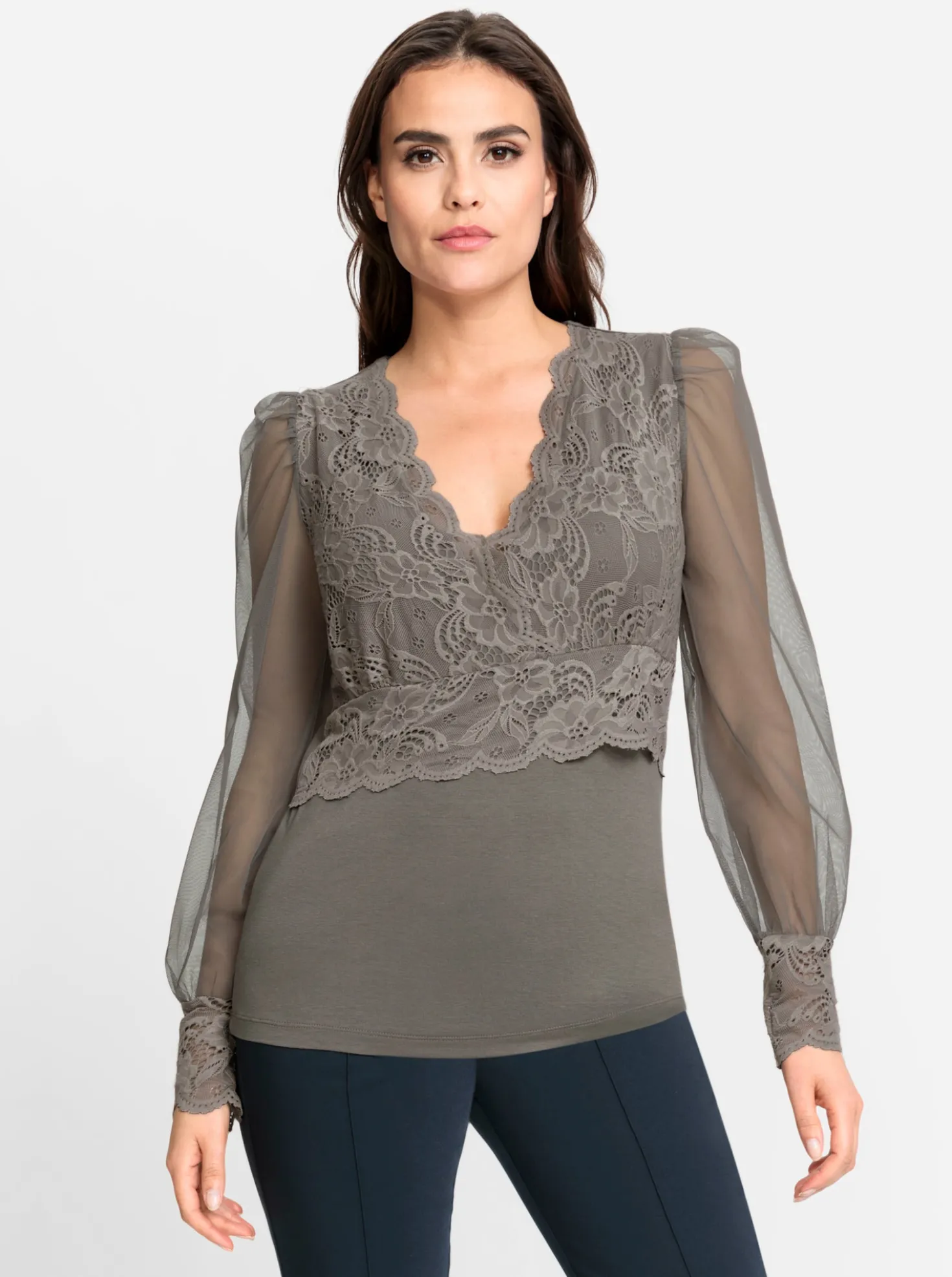 Langarmshirt mit transparenten Ärmeln