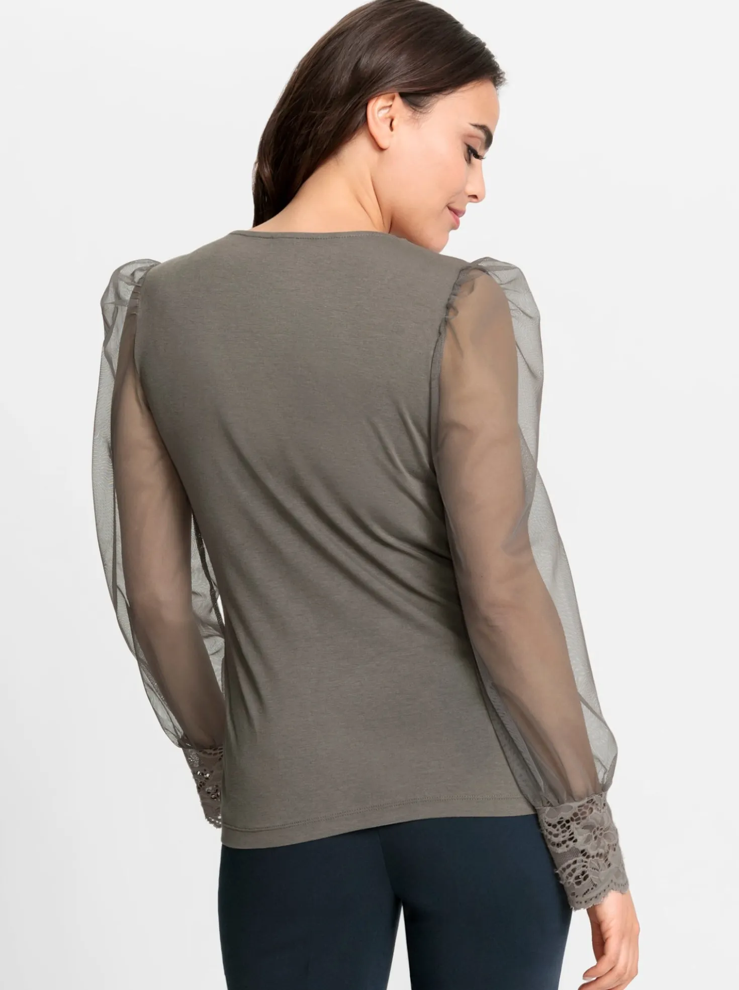 Langarmshirt mit transparenten Ärmeln