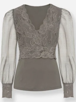 Langarmshirt mit transparenten Ärmeln