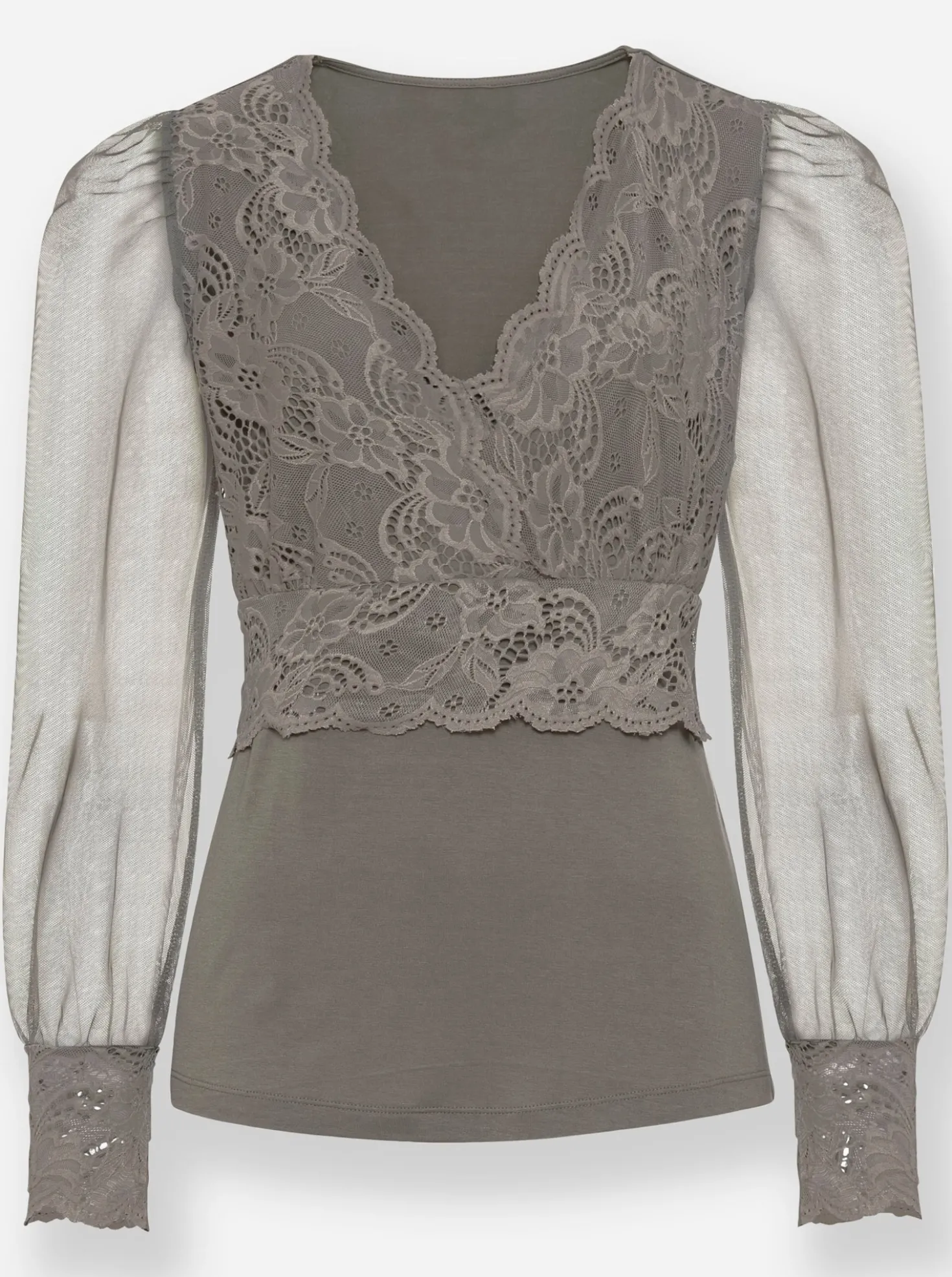 Langarmshirt mit transparenten Ärmeln
