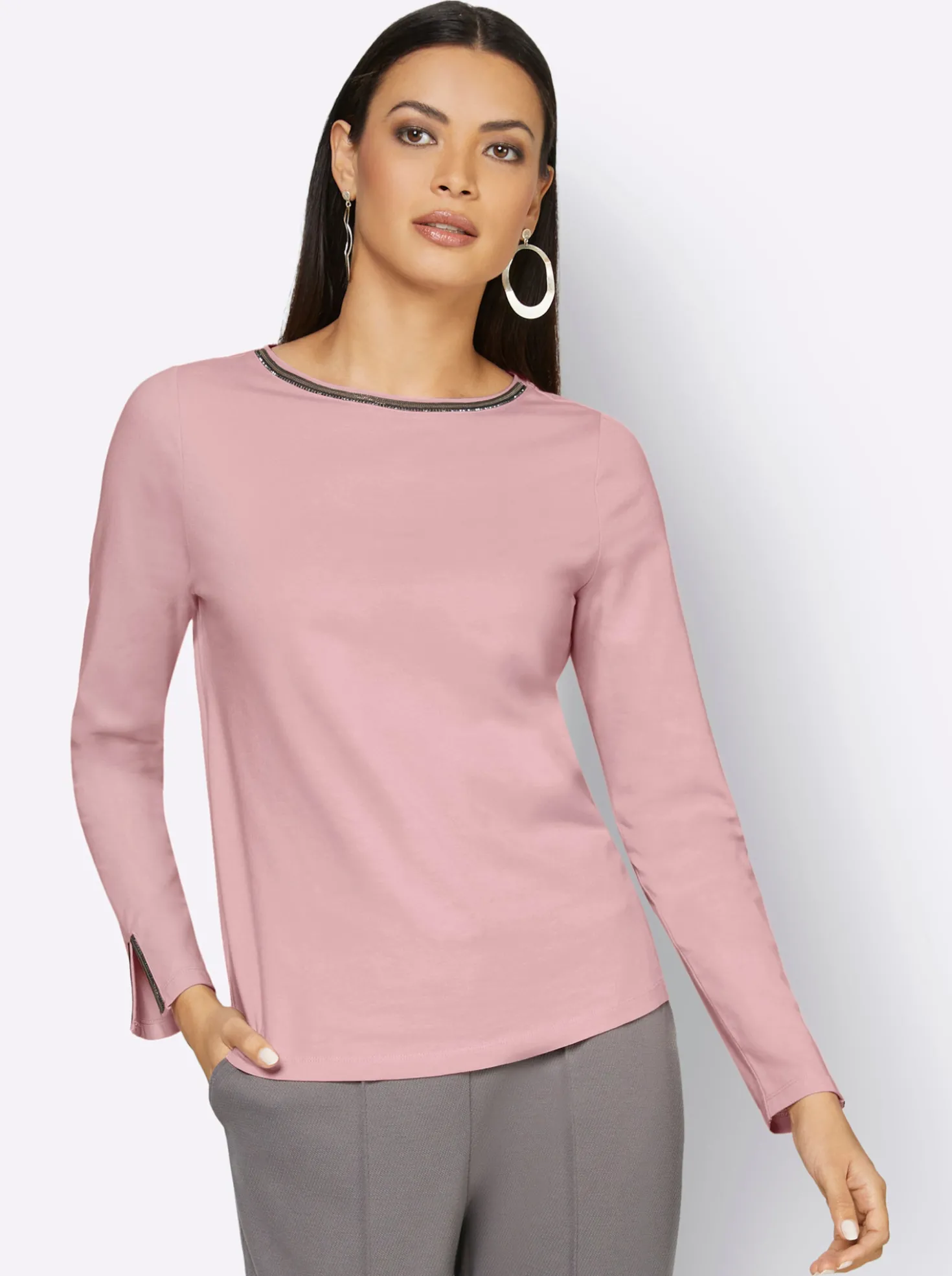 Langarmshirt mit U-Boot-Ausschnitt
