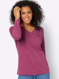 Langarmshirt mit V-Ausschnitt