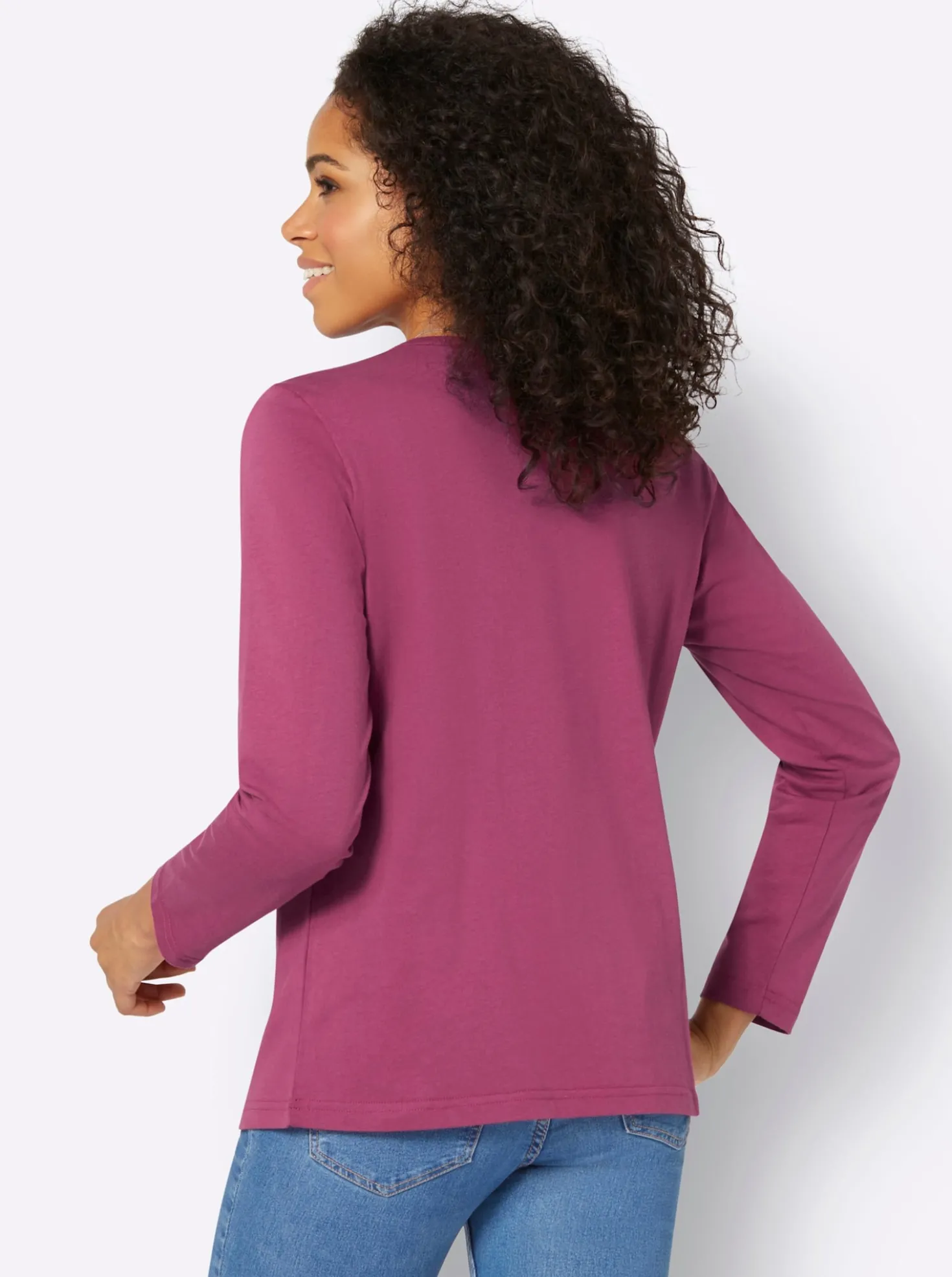 Langarmshirt mit V-Ausschnitt