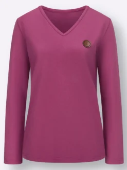 Langarmshirt mit V-Ausschnitt