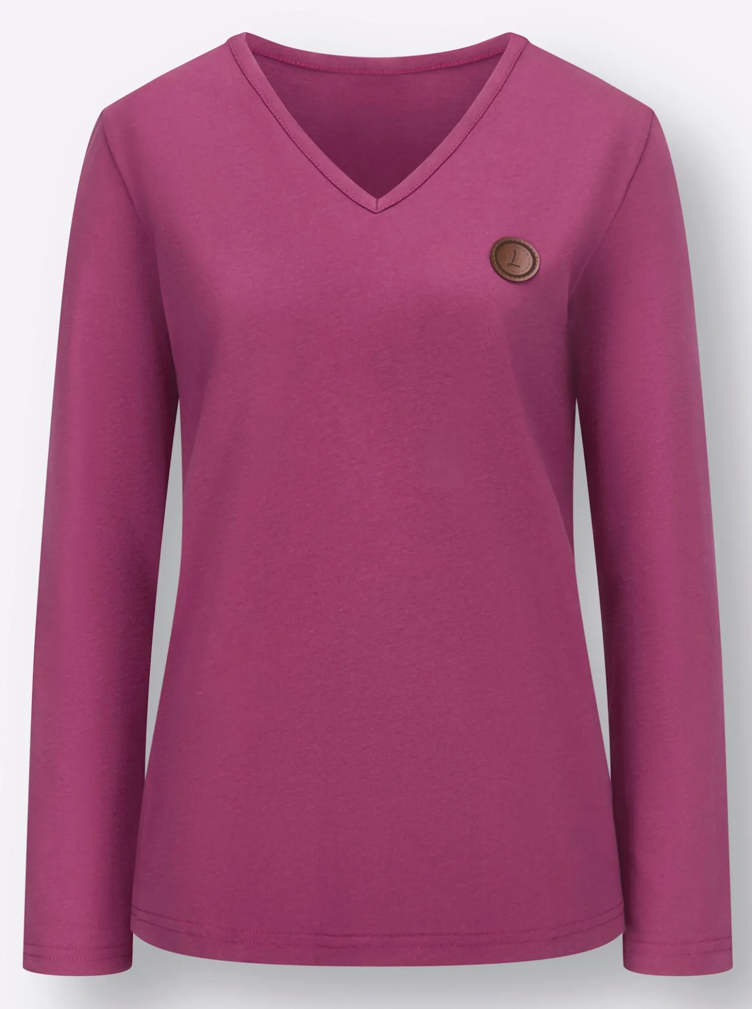 Langarmshirt mit V-Ausschnitt