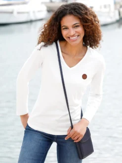 Langarmshirt mit V-Ausschnitt