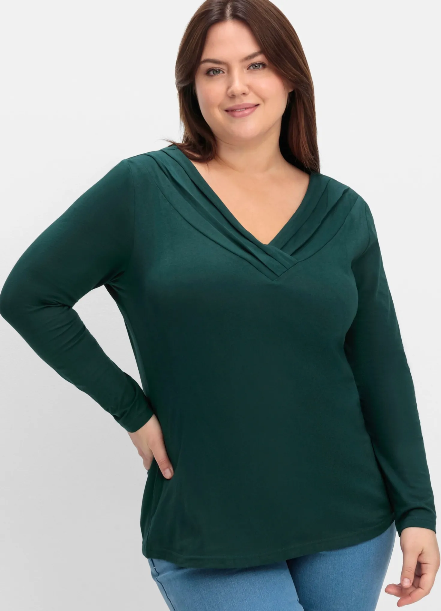 Langarmshirt mit V-Ausschnitt