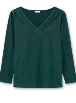 Langarmshirt mit V-Ausschnitt