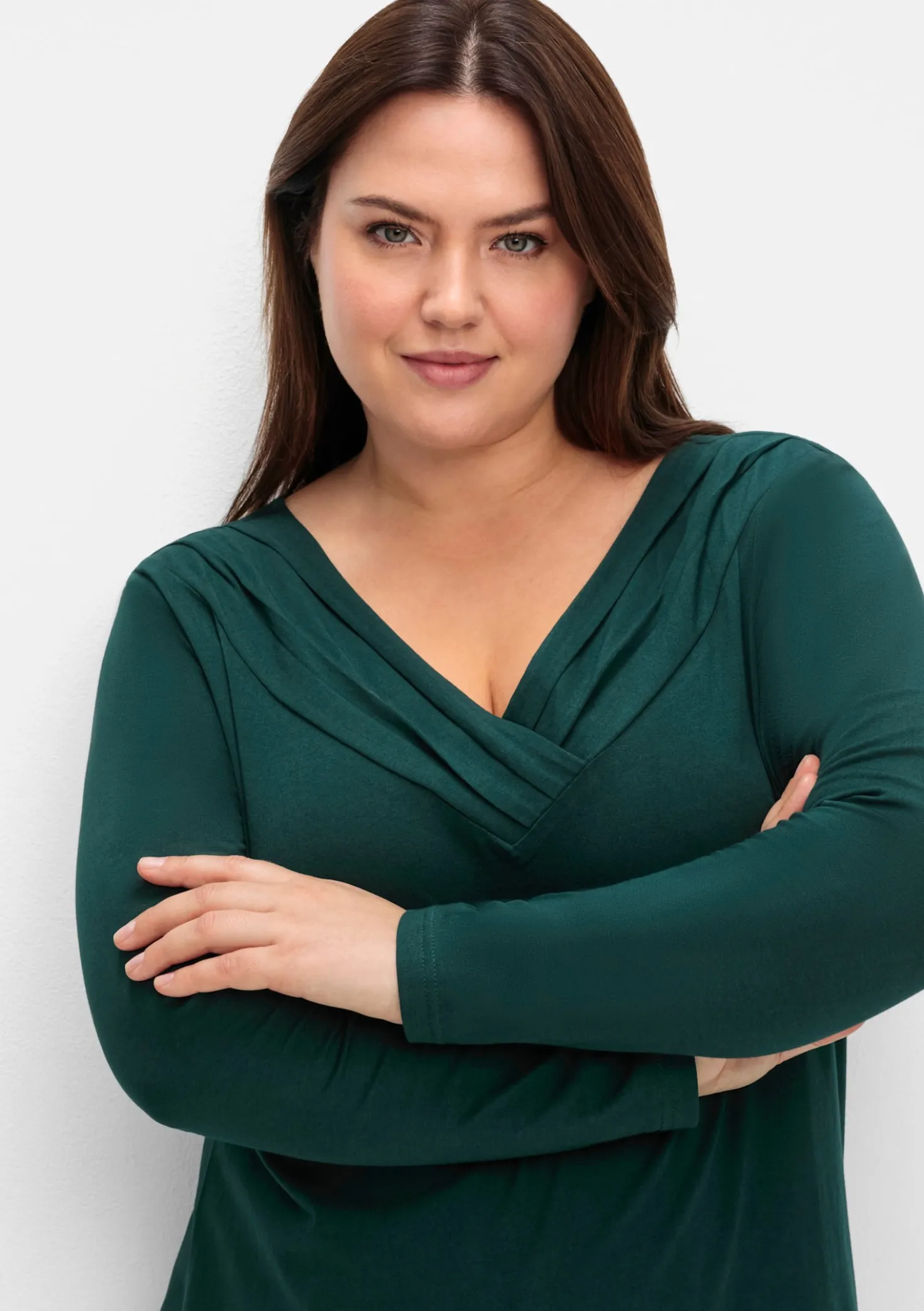 Langarmshirt mit V-Ausschnitt