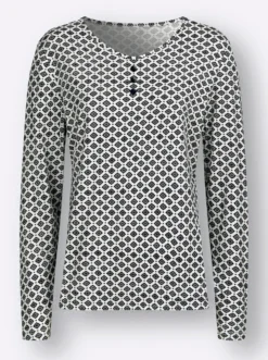 Langarmshirt mit Zierknopf-Leiste