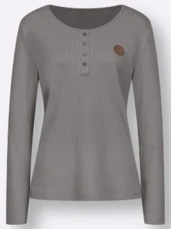 Langarmshirt mit Zierknopfleiste