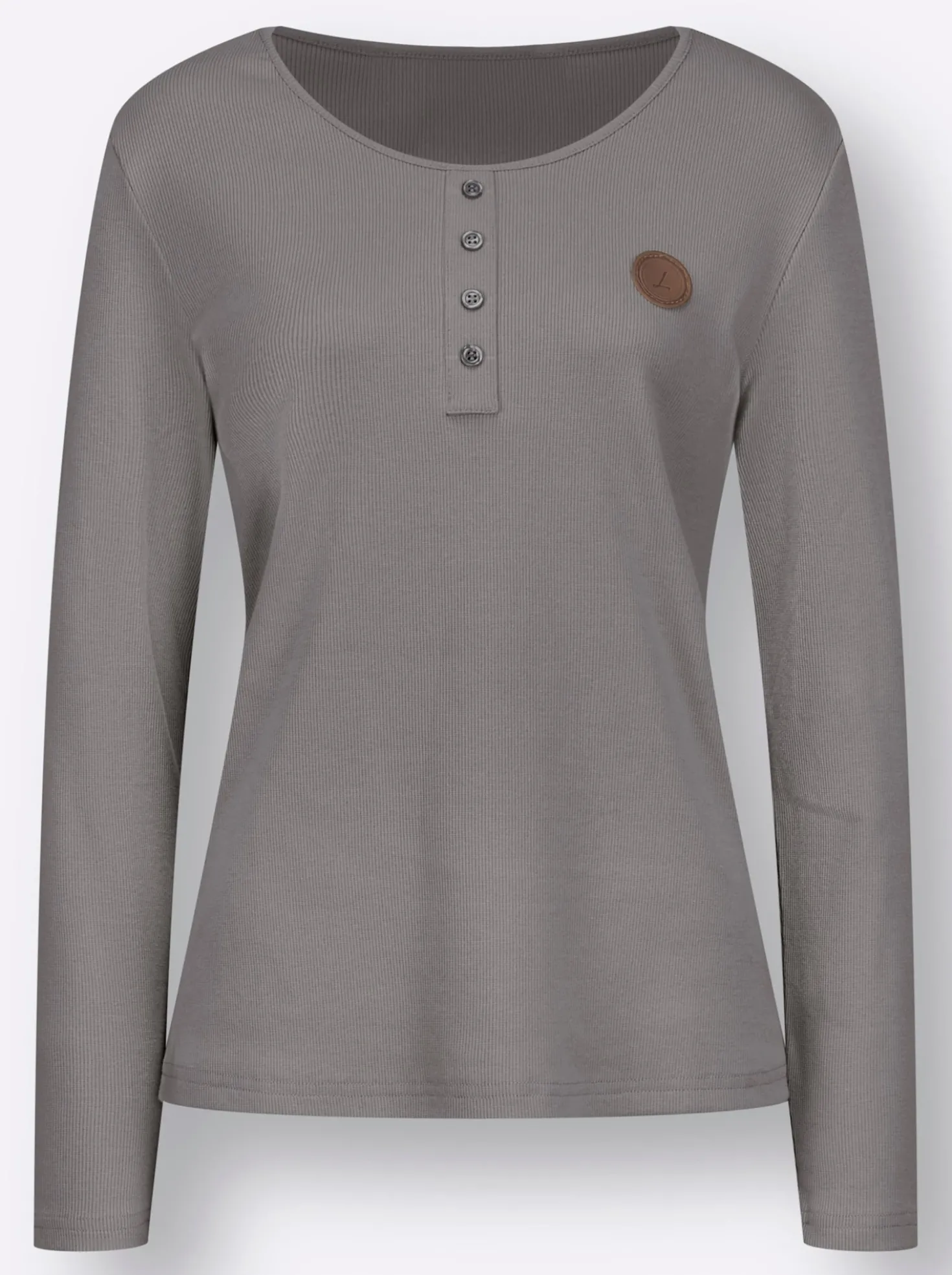 Langarmshirt mit Zierknopfleiste