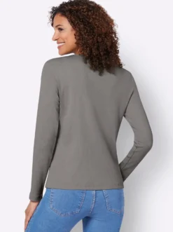 Langarmshirt mit Zierknopfleiste