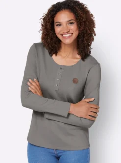 Langarmshirt mit Zierknopfleiste