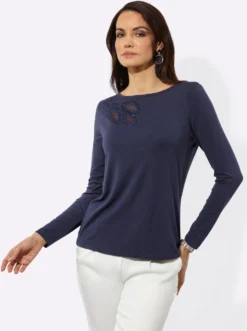 Langarmshirt mit Ziersteinchen