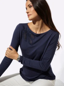 Langarmshirt mit Ziersteinchen