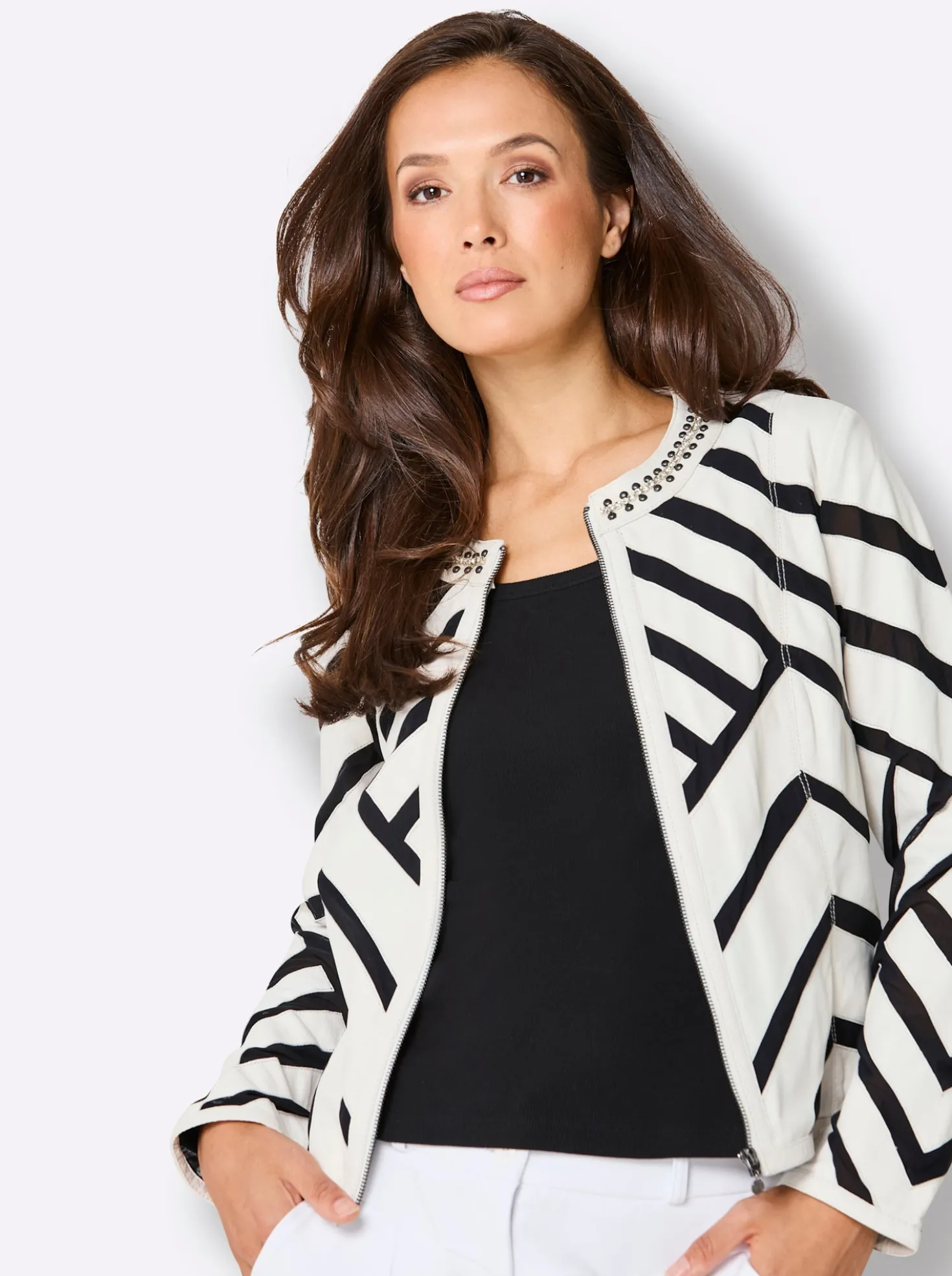 Lederblazer mit Mesh-Einsätzen