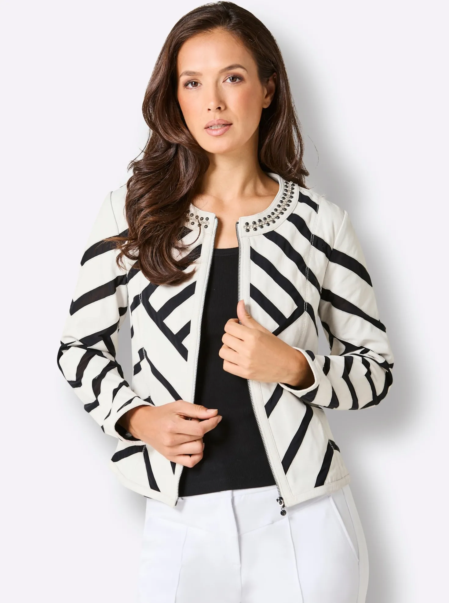 Lederblazer mit Mesh-Einsätzen