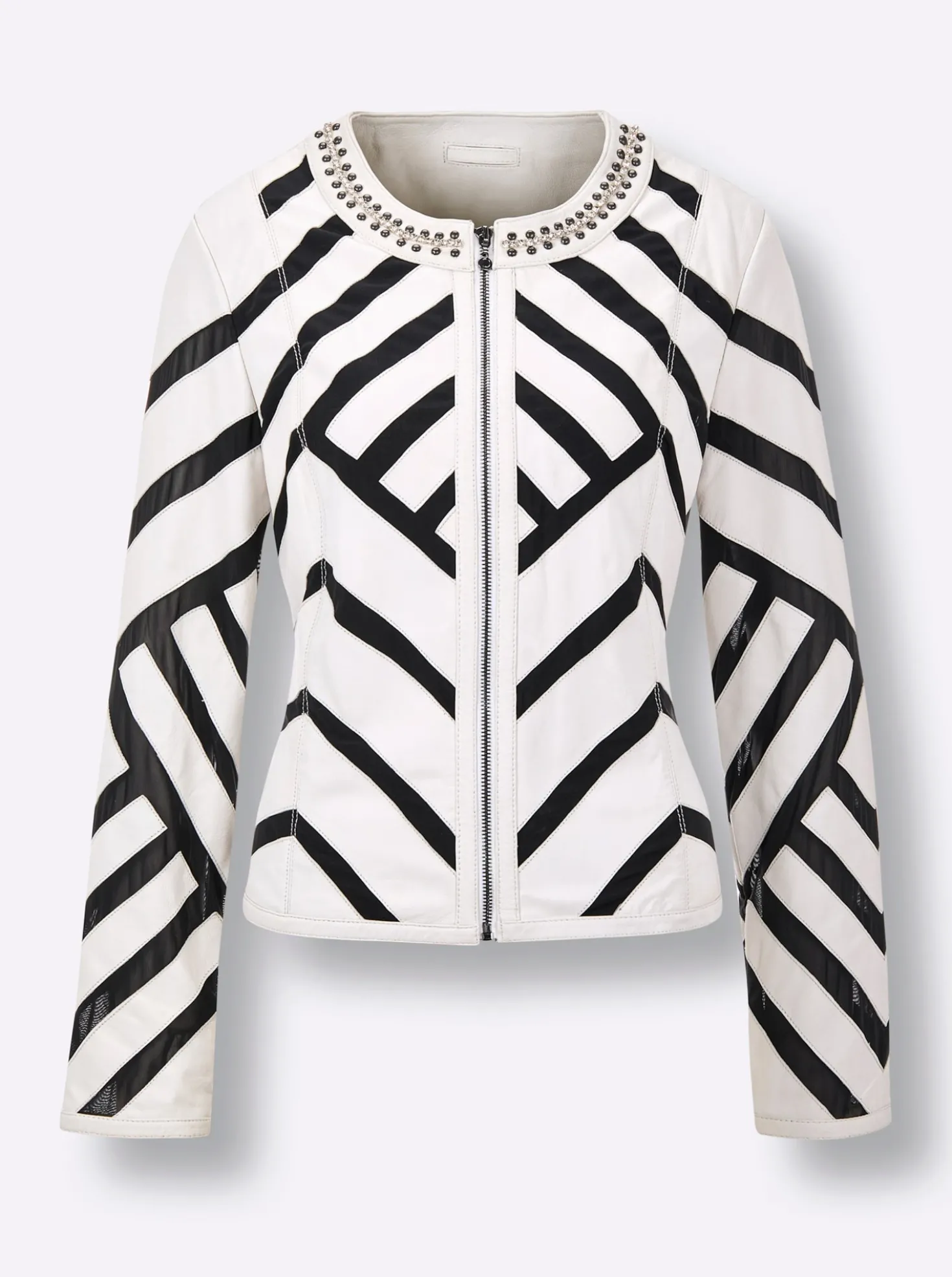 Lederblazer mit Mesh-Einsätzen