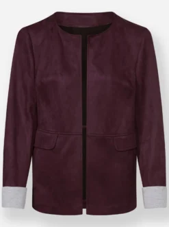 Lederimitat-Blazer in Velours-Optik