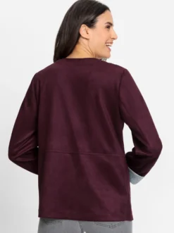 Lederimitat-Blazer in Velours-Optik