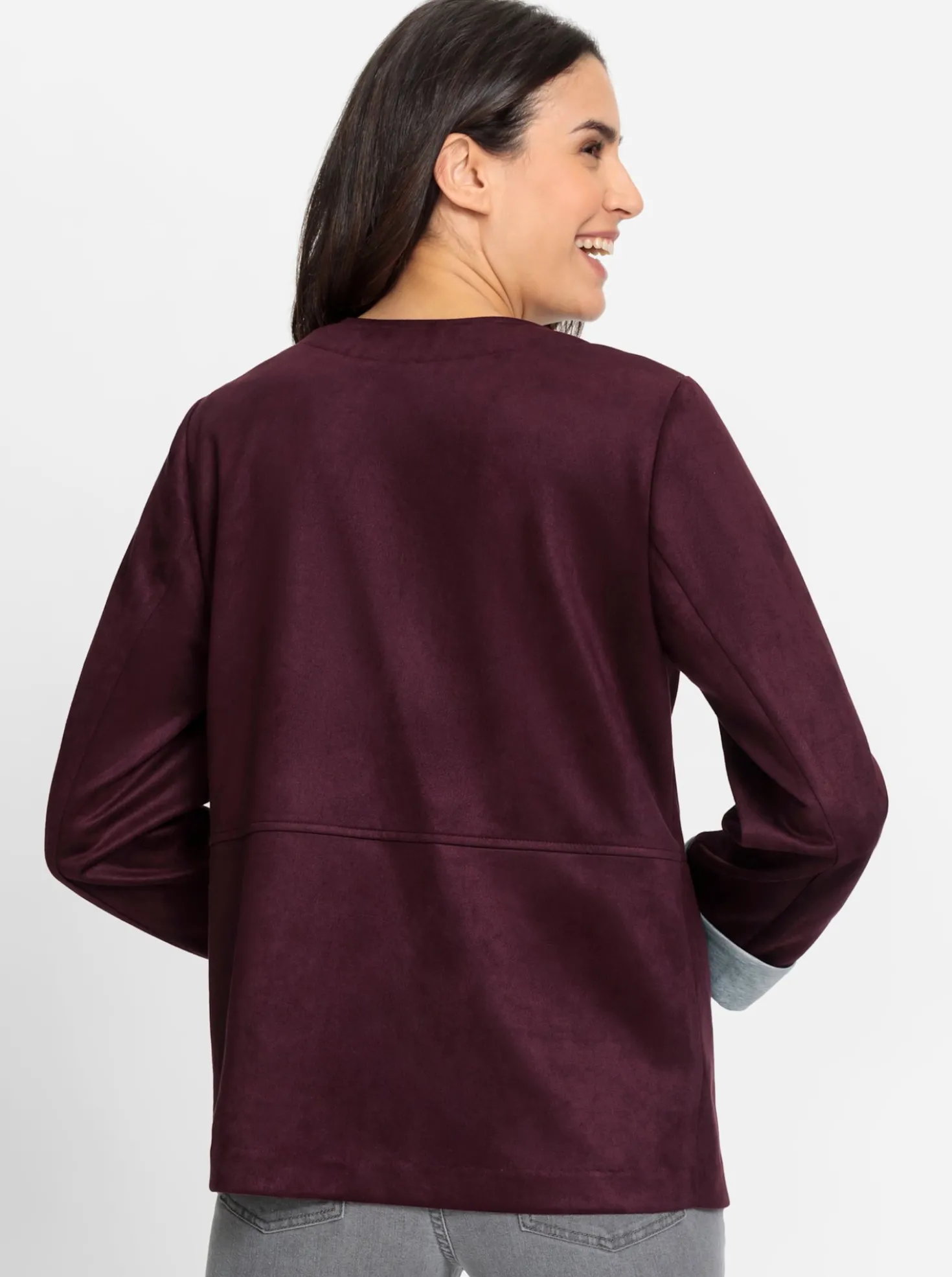 Lederimitat-Blazer in Velours-Optik