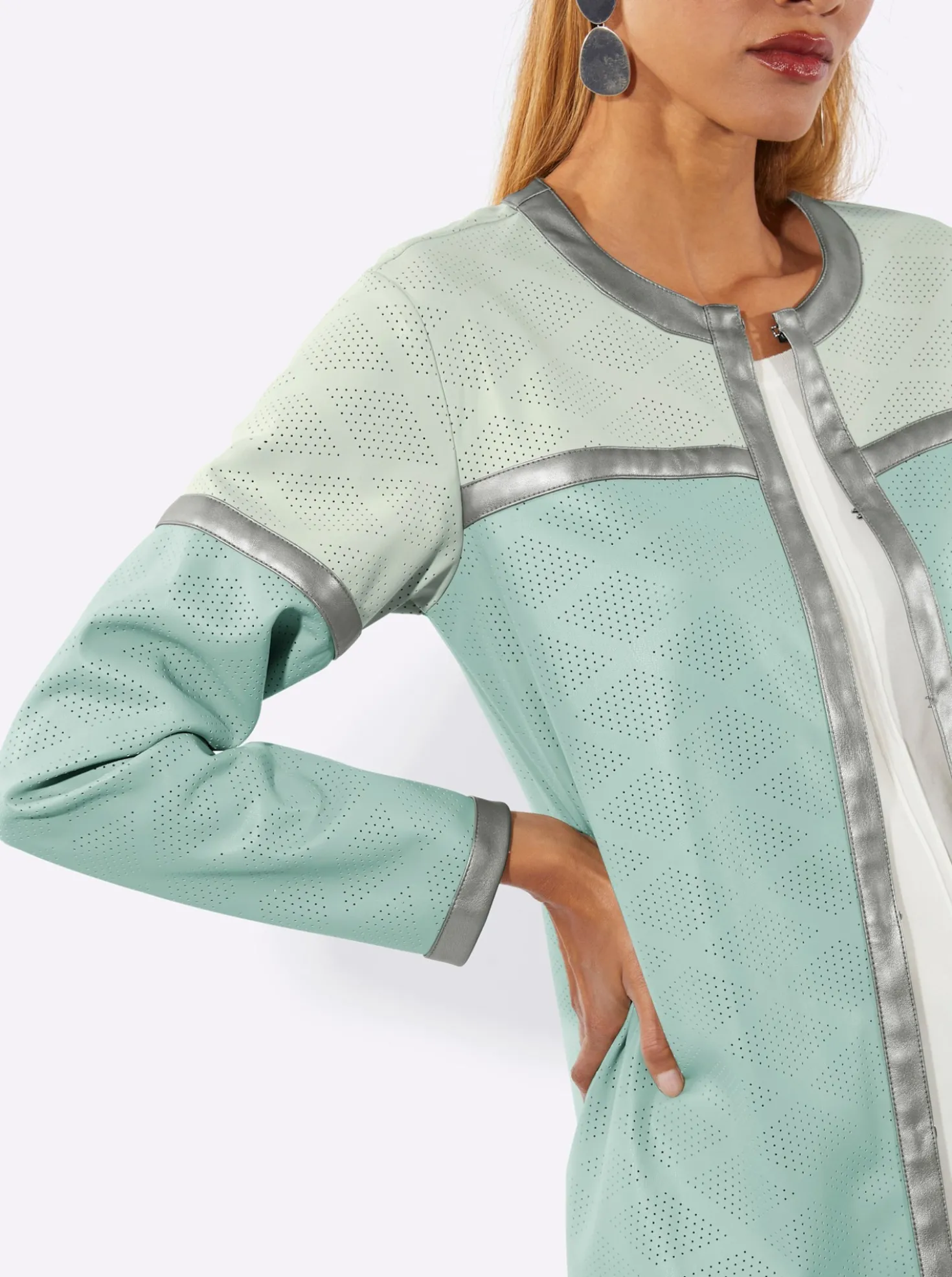 Lederimitat-Blazer mit Hakenverschluss