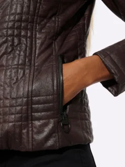 Lederimitat-Blazer mit Reißverschluss-Taschen
