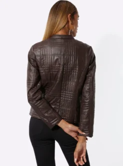 Lederimitat-Blazer mit Reißverschluss-Taschen