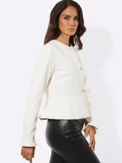 Lederimitat-Blazer mit Schößchen