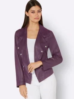 Lederimitat-Blazer mit spitz zulaufendem Saum
