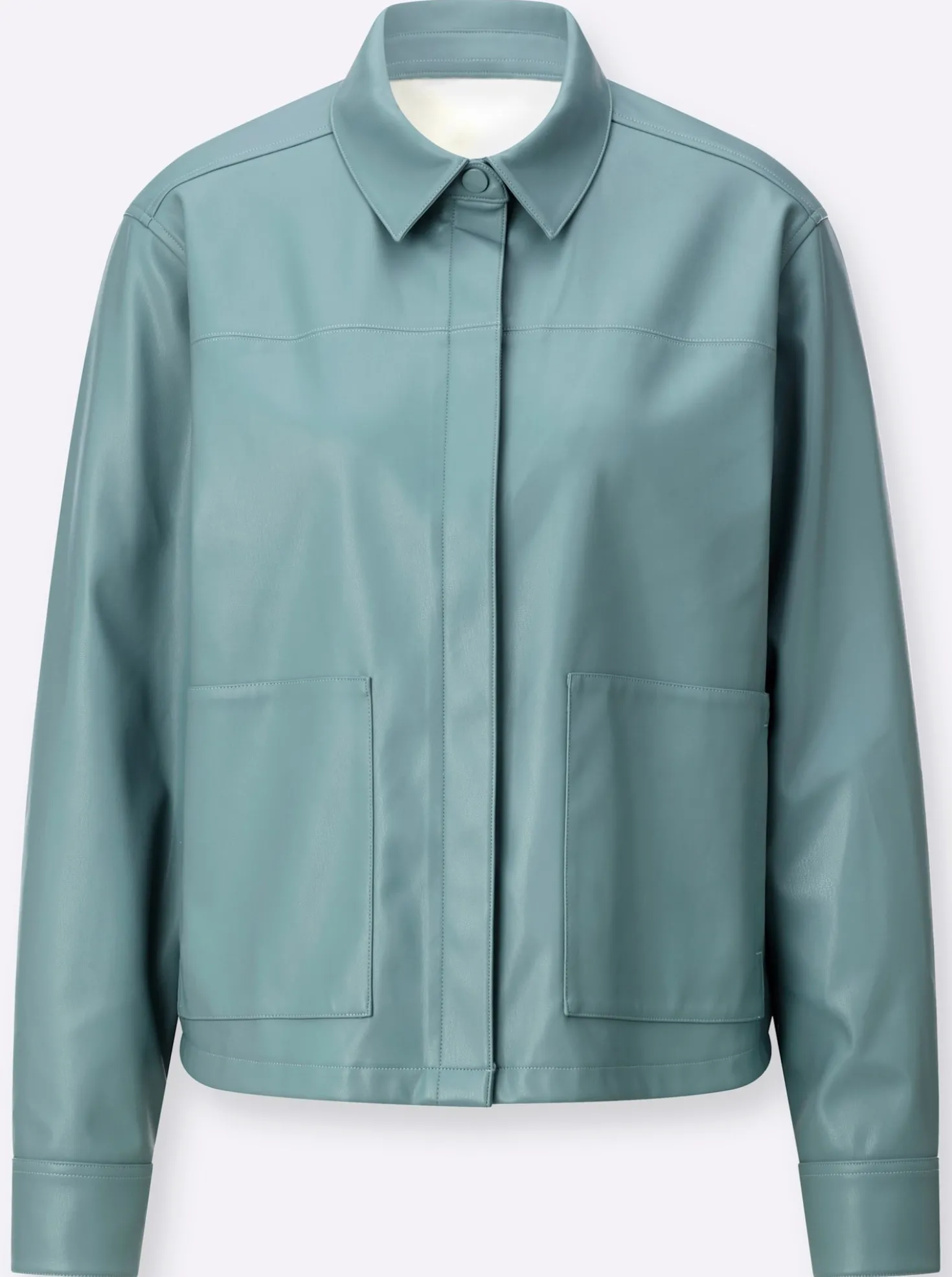 Lederimitat-Blazer mit verdeckter Druckknopfleiste