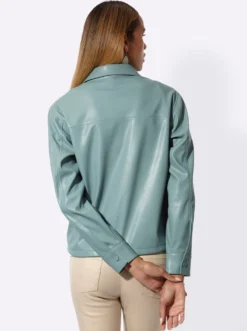 Lederimitat-Blazer mit verdeckter Druckknopfleiste