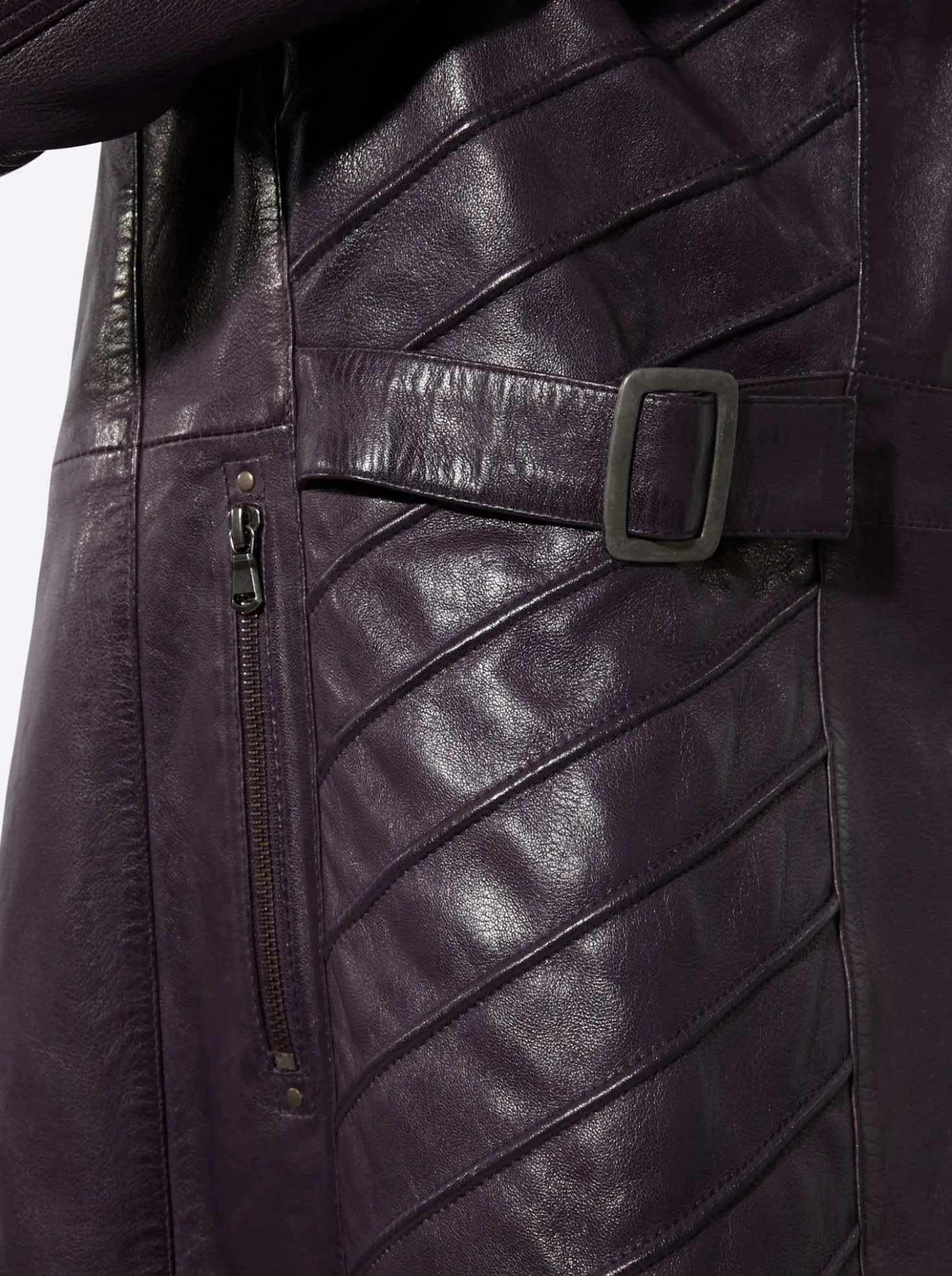 Lederjacke in kaschierender Longform